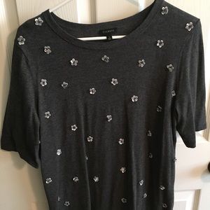 Embellished short sleeve sweater